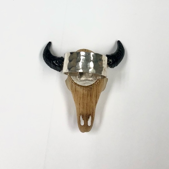 Native Rainbow Cow Skull Adjustable Ring - Picture 5 of 7